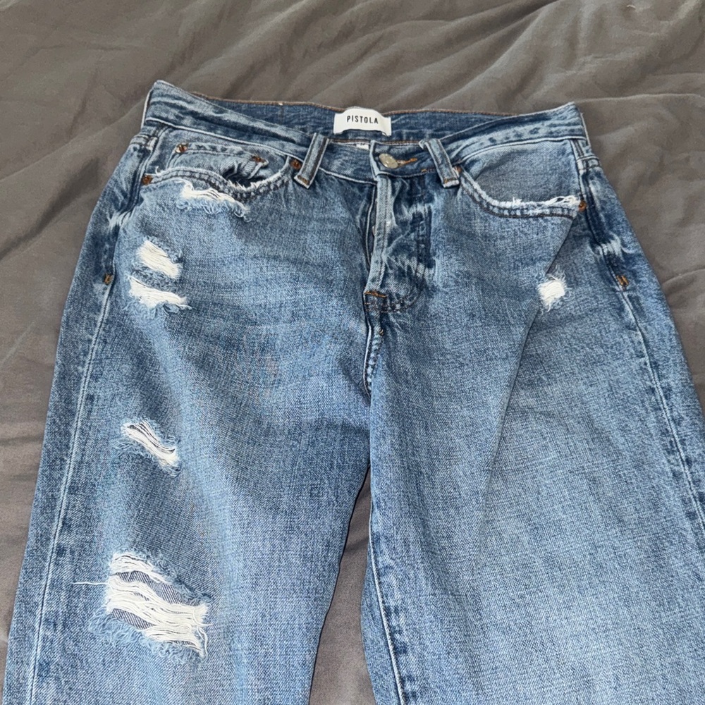 Pistola Denim Cassie High Rise Straight Crop Jeans button fly